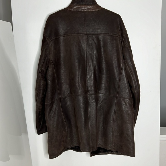 Gimo's Sz 56 Men’s Shearling Zip and Button Overcoat Jacket Made in Italy - Picture 3 of 14